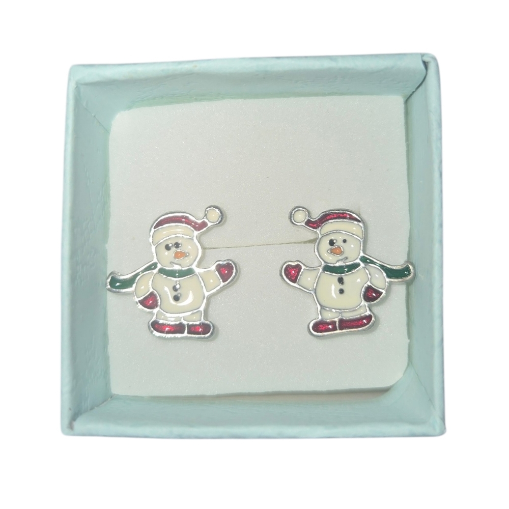 White Snowman Kid's Earrings‎